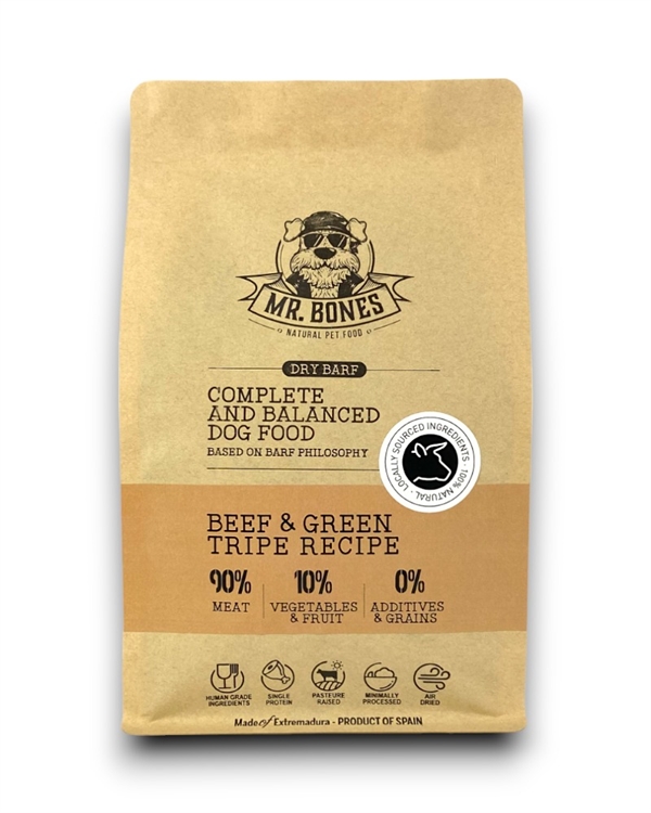 Mr. Bones Dry BARF Beef with Green Tripe Recipe, 450g