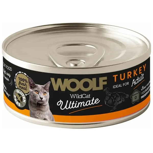 Woolf Ultimate Turkey, dåsemad til kat, 12 dåser á 85g