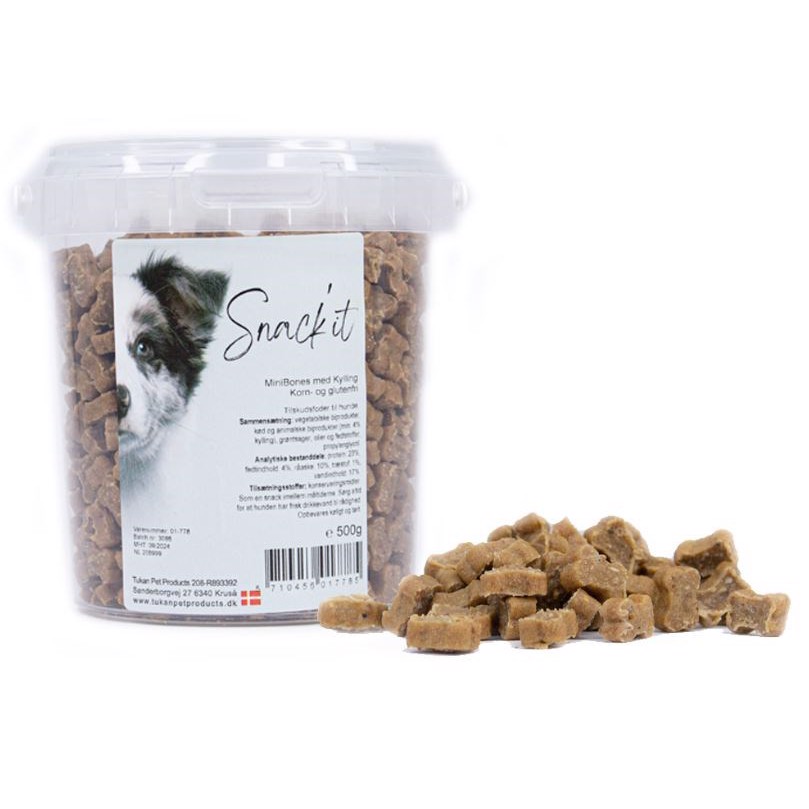 SnackIt Semi-moist mini bones, Kylling, 500g