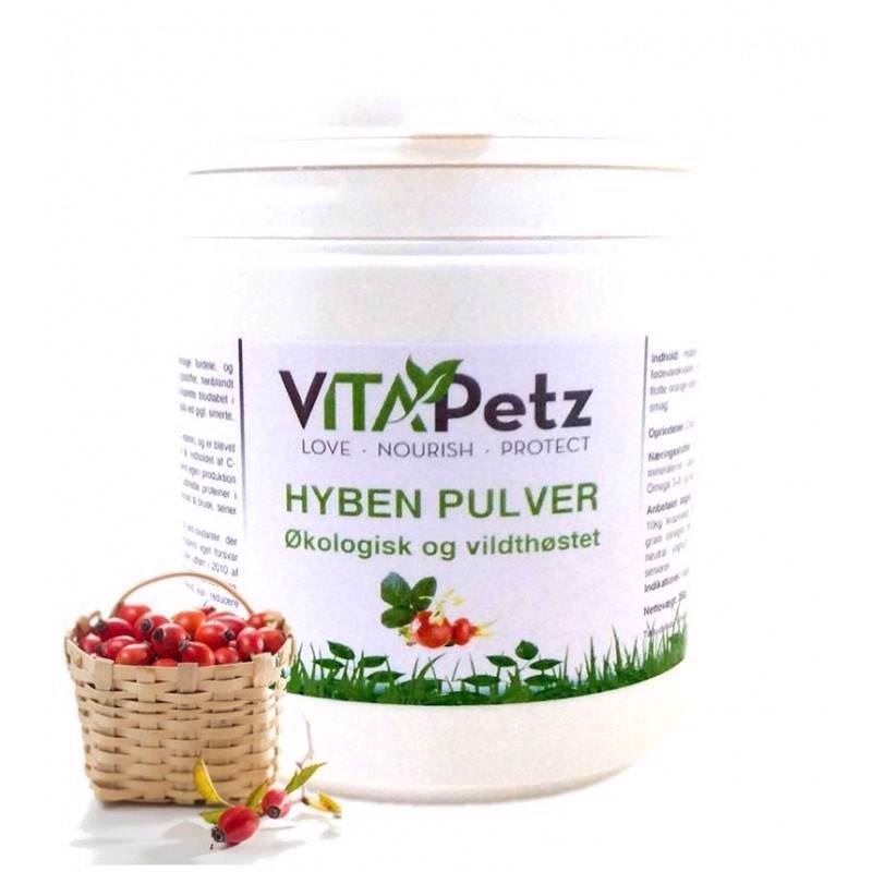 VitaPetz Hyben Pulver, økologisk vildthøstet, 350 gr.