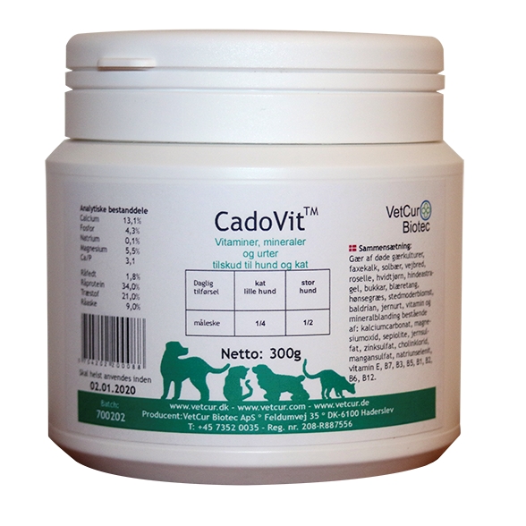 CadoVit, vitaminer, mineraler og urter til hund og kat, 300g