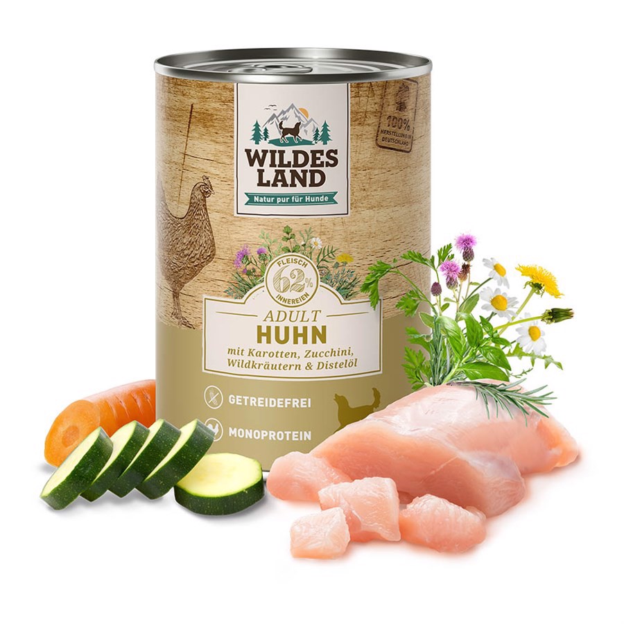 Wildes Land Classic Kylling dåsemad til hunde, 400g