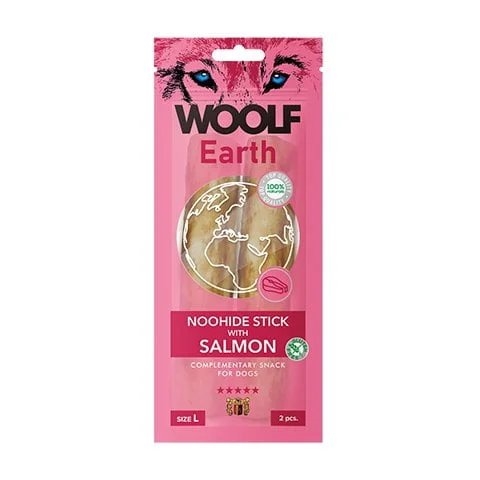 WOOLF Earth Noohide Sticks, 2 stk large, Salmon